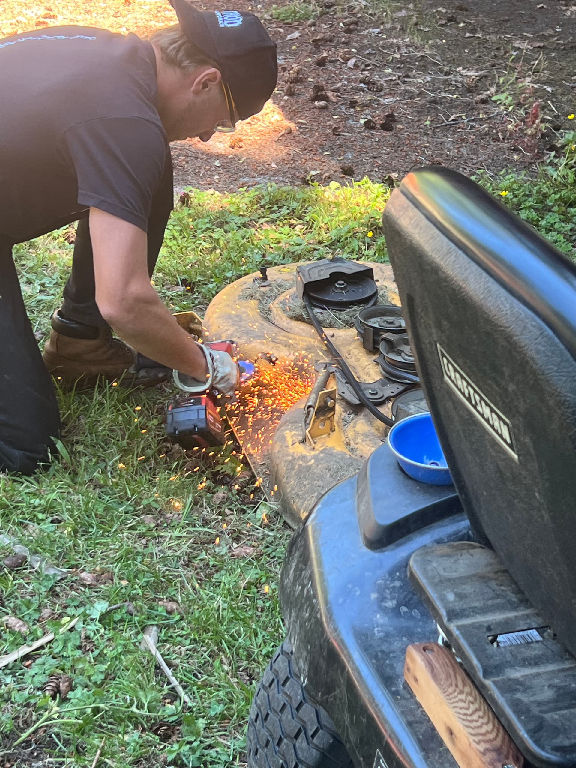 Mobile Welding Repair on a Broken Mower Guard Bracket